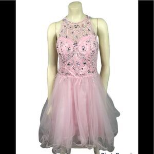 Beaded Lace Bodice Homecoming Dress w/ Layers of Tulle & satin see measurements